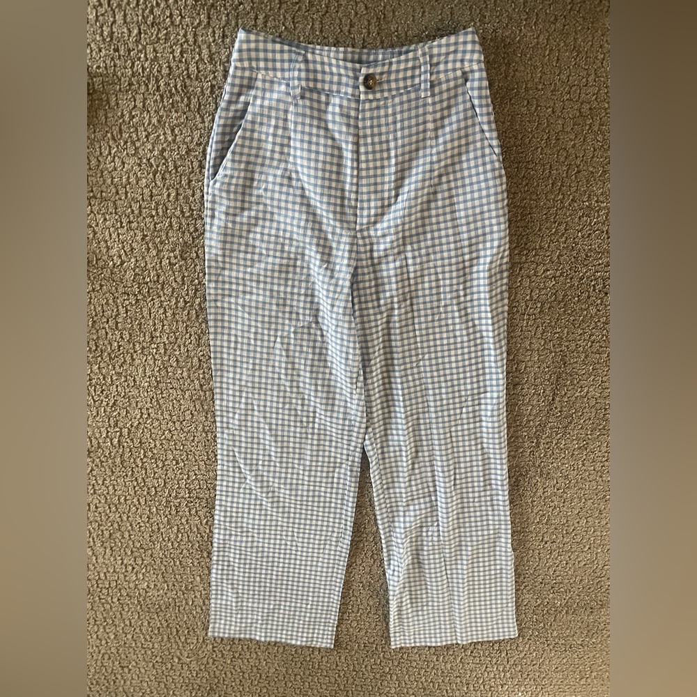 Princess Polly blue white checkered pants